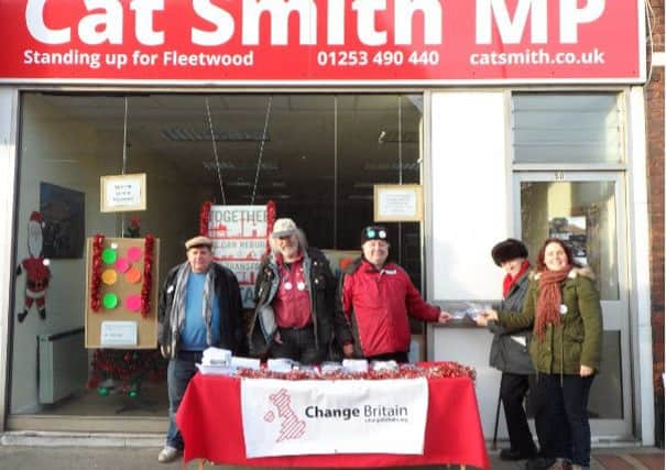 The team from Change Britain outside Cat Smith's office in Fleetwood.