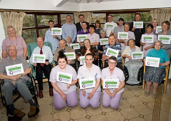 Staff and residents at Cornmill Nursing Home