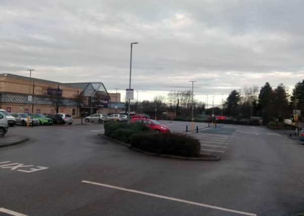 The car park at Halfords, Currys and B&M in Lancaster.