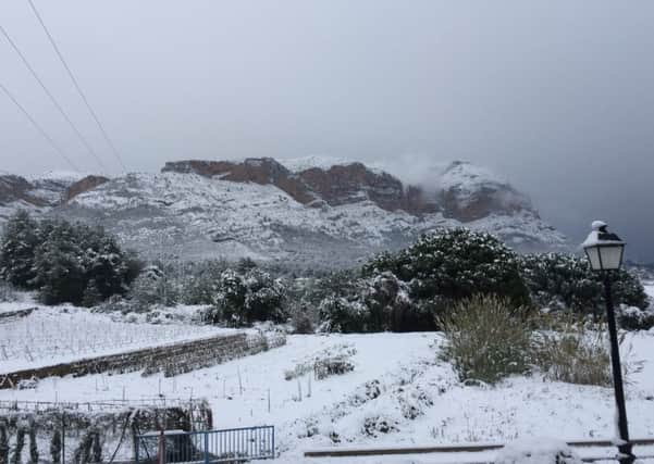 The Montgo national park was covered in snow.