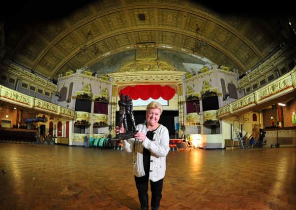Photo Neil Cross:  Evelyn Archer at the Winter Gardens theatre looking ahead to the new year, with their new Eric Morecambe statuette.