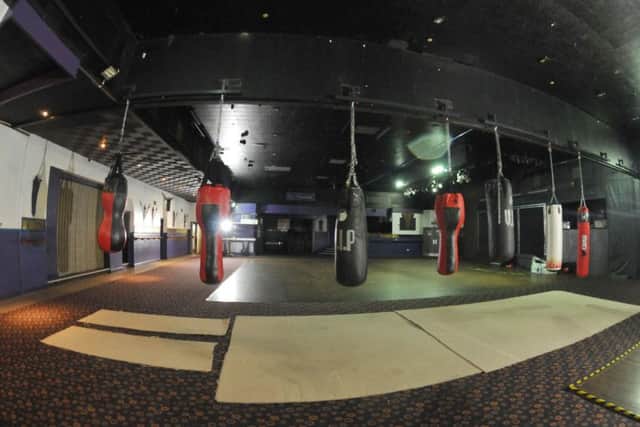Boxing bags used by Skerton Amateur Boxing Club inside The Carleton, which is open for bookings.