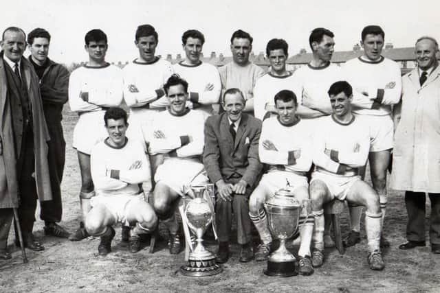 Morecambe, double winners in 1963 with Ron 5 th from the left on the back row. Lancashire Combination champions as well as winners of the Junior Cup.