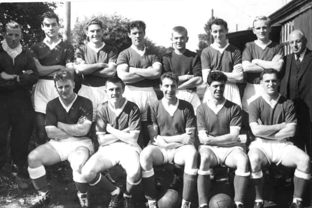 Morecambe Reserves in 1961 with captain Ron Mitchell centre front row and local lad Alec Bell featured as goalkeeper.