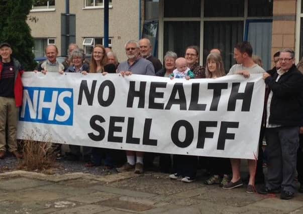 Protestors at a recent health lobby about privatisation