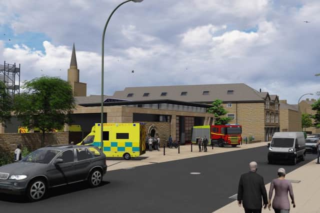 An artists impression of what the new combined fire and ambulance station will look like on Cable Street, Lancaster.