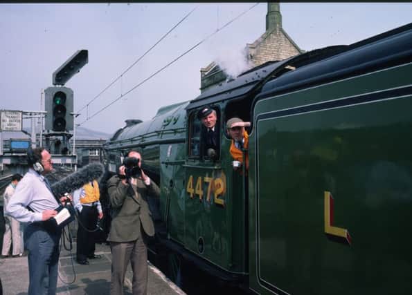 The Flying Scotsman at platform one at Carnforth Station, May 1987. Picture by Robert Swain.