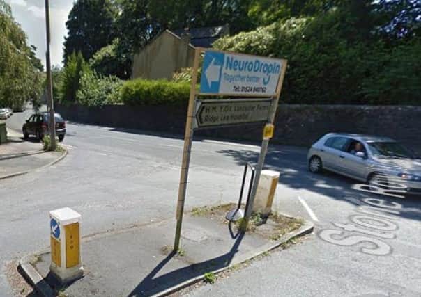 The sign for the Neuro Drop In centre has been taken down by the Highways Authority as well as the signr for HMP Lancaster Farms. Pic: Google Street View.