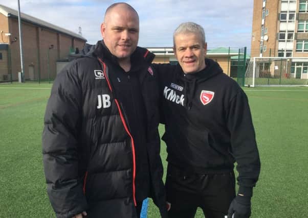 Morecambe FC manager Jim Bentley and assistant manager Ken McKenna.