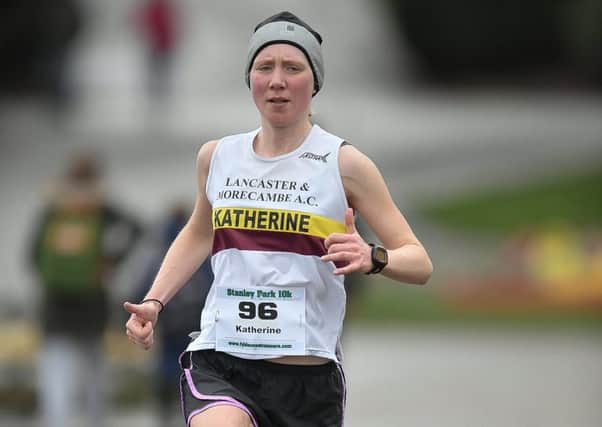 Lancaster and Morecambe Athletics Club's Katherine Cousins won the women's race on the Saturday of the Stanley Park 10km weekend in Blackpool. Picture: Michael Hall.