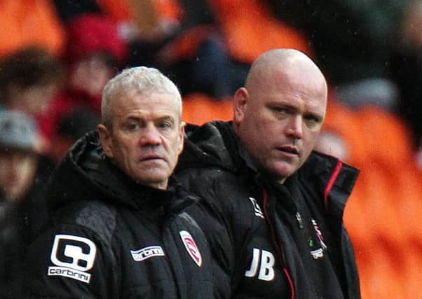 Jim Bentley (right) missed out on February's manager of the month award