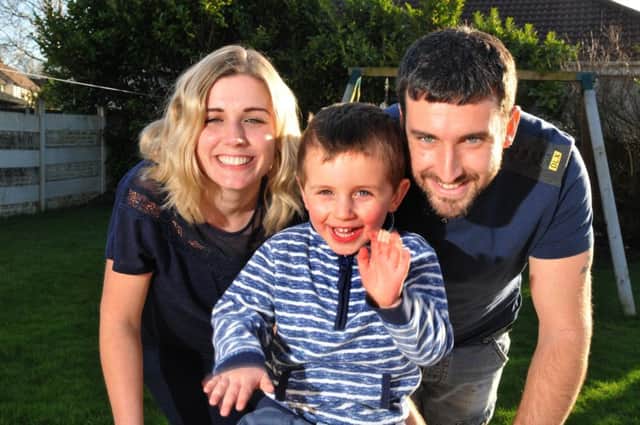 Kelly Lewis, husband David and son Jake; they are doing charity events to raise money for the RLI after their baby girl died through the rare HELLP syndrome