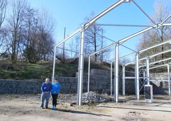 Allan Blackburn and Marie Gardner at the building site for the new gymnastics studio at Lancaster Leisure Park.