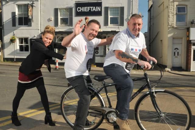 Photo Neil Cross
Former Morecambe postman and ex  Royal Signals veteran Dave Carr will be completing a charity cycle ride from Scarborough to Morecambe, with Andrew Howard of the Chieftain Pub, with a little help from Gemma Harling