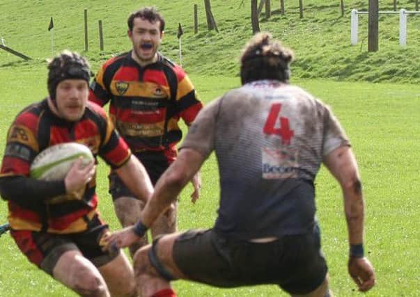 Dave Barton on the charge for Kirkby Lonsdale.
