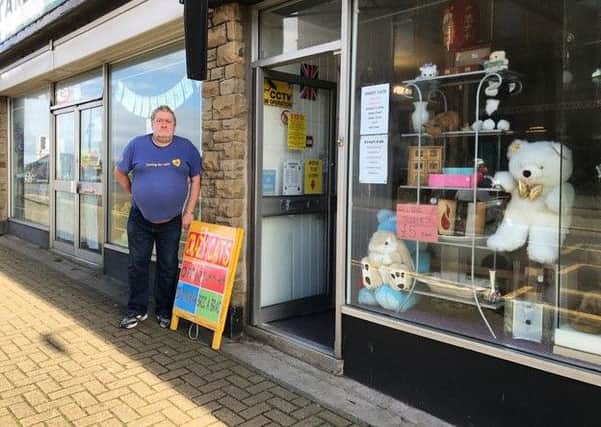 Volunteer Mark West outside Crazy Cats on Regent Road in Morecambe, which is being run entirely by volunteers. All the proceeds are for Cats Protection.