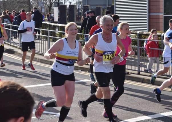 Runners take part in the Greater Manchester Marathon.