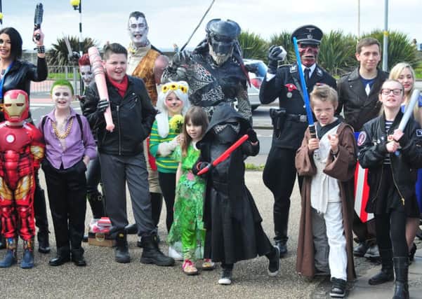 Photo: David Hurst
Childrens costume competitors line up for judging at the Morecambe Comic Con Festival held in The Platform.