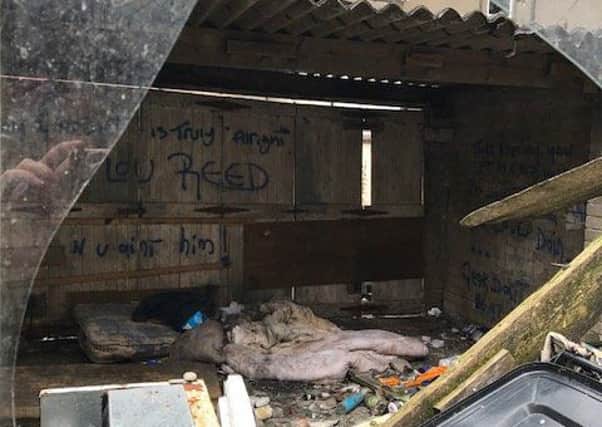 The squalid conditions homeless man Chad was living in in Morecambe's West End.