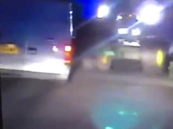 The footage showed the Transit van mounting a grass verge to avoid a tractor