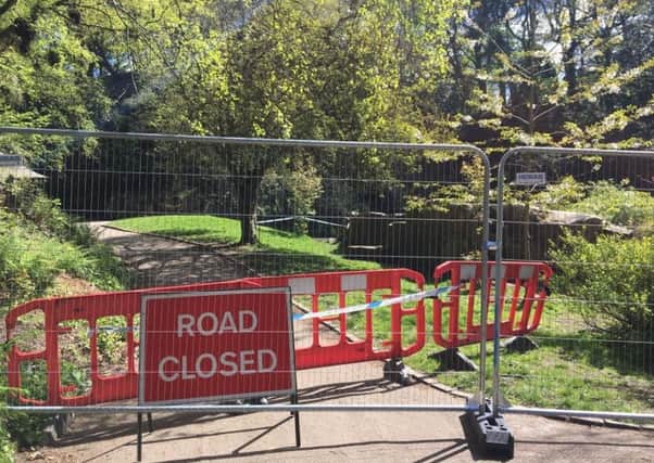 The scene of the accident where a rock fell on a man's head at Williamson Park, Lancaster.