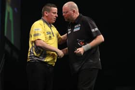 Dave Chisnall beat Raymond van Barneveld at The Sheffield Arena. Picture: Lawrence Lustig.