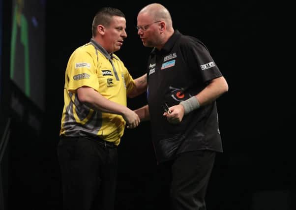 Dave Chisnall beat Raymond van Barneveld at The Sheffield Arena. Picture: Lawrence Lustig.