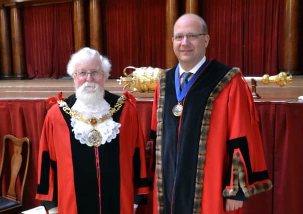 The new mayor of Lancaster, Coun Roger Mace, with the deputy mayor Stuart Bateson.