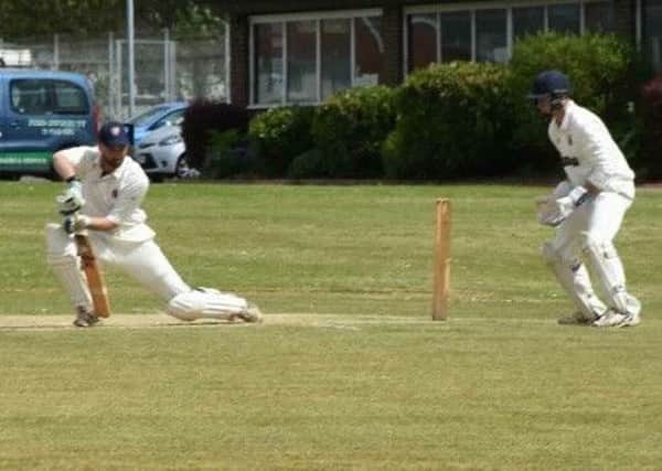 Chris Parry in action for Torrisholme Cricket Club against Freckleton.