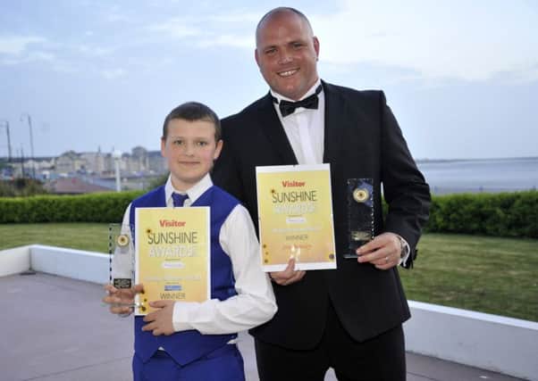 Reece Holt, Young Achiever award winner and Jim Bentley, Ambassador Award winner, at the Sunshine Awards held at The Midland Hotel in Morecambe