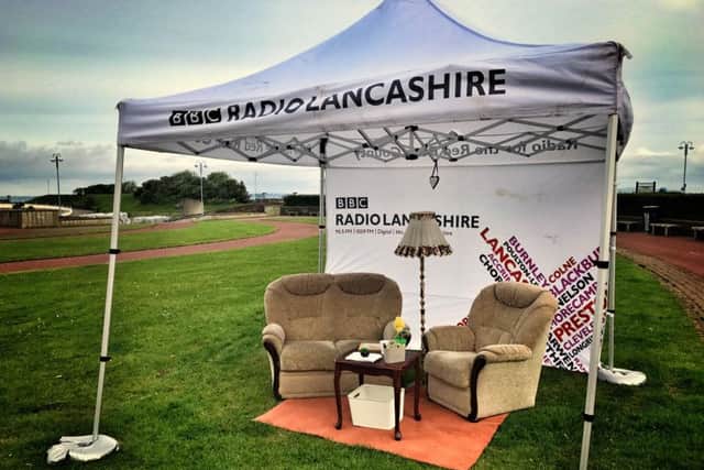 The BBC Radio Lancashire 'living room' set up on Morecambe seafront for questions to be put to candidates this afternoon.