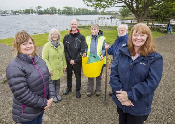 Glasson Dock regeneration project. From left: Christine Milligan, Anne Kingston (LEF), Nick Smith, Christine Rowland, Frank Ford and Maggie Stainton. Photo: Stephen Garnett Photography. Images courtesy: Canal & River Trust.