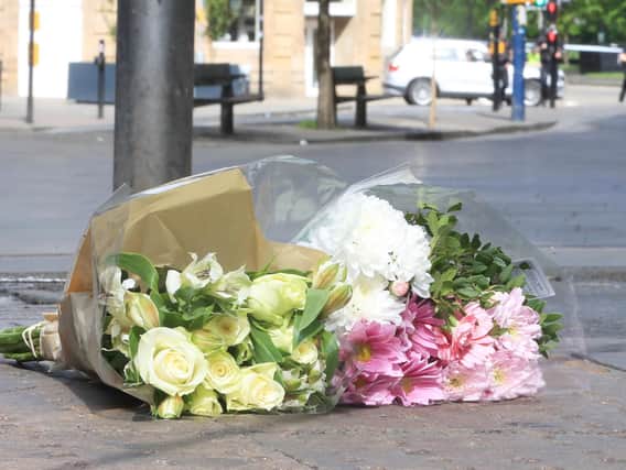 Flowers left close to the Manchester Arena
