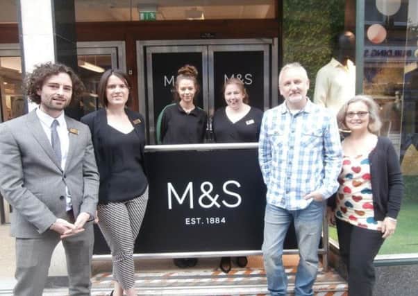 From left: Tom Wilkinson, Commercial Manager, Claire McKnight, Store Manager, Jess Appleton Stylist, Rebbecca Farquhar, Admin Assistant all from M&S Lancaster Andrew Brown Counsellor, Rose Fisher Counsellor.