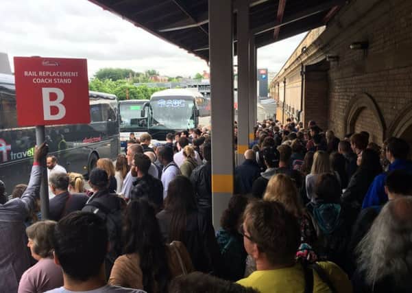 Long queues at Preston station as pasengers wait for replacement bus services.
Photo: Tom Taylor