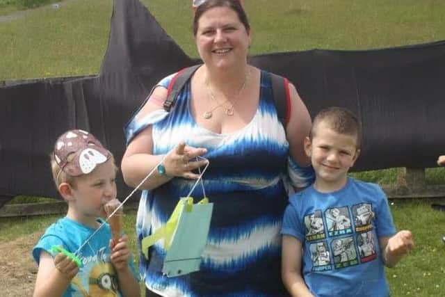 Theo and Dylan Ogden with mum Carolyn Dawson from Bolton enjoy Heysham Nature Reserve open day.