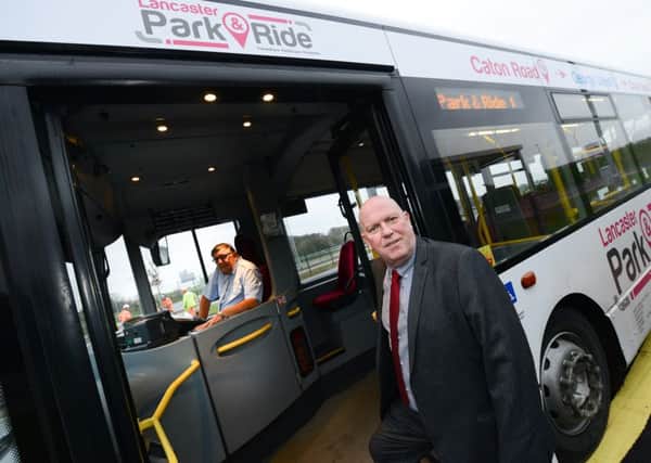 Lancashire Country Council Cabinet Member for Highways and Transport John Fillis at the new Park and Ride at J34 by new Bay Gateway.