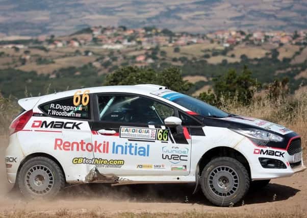 Tom Woodburn in action at the World Rally Championship event in Sardinia. Picture: Andrew Shepherd