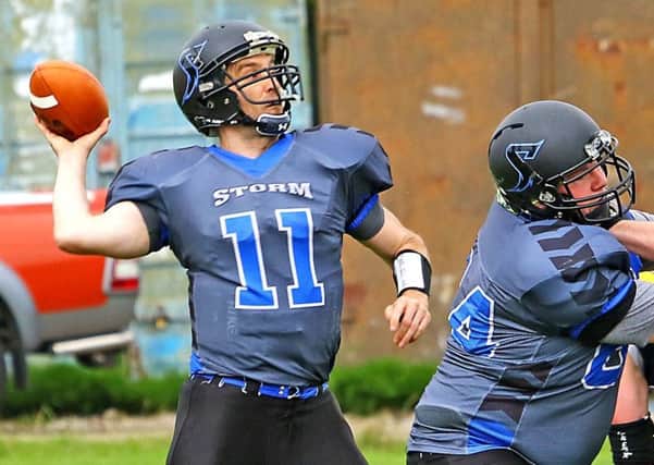 Quarterback Chris Mayne in action against the Leeds Bobcats. Picture: Tony North