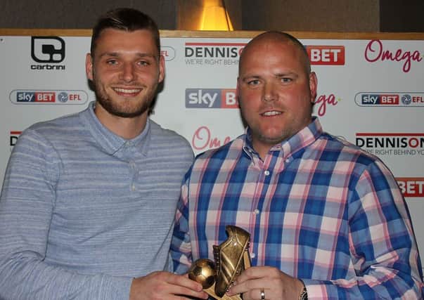 Ryan Edwards, Morecambe's Players' Player of the Year, with boss Jim Bentley.