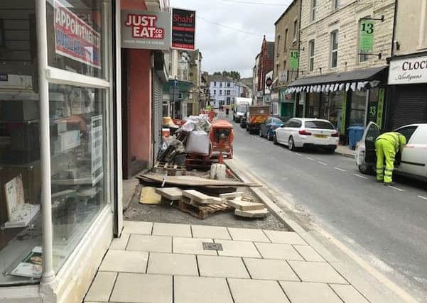 Pavements works on Queen Street in Morecambe have run over the 10 week timescale.