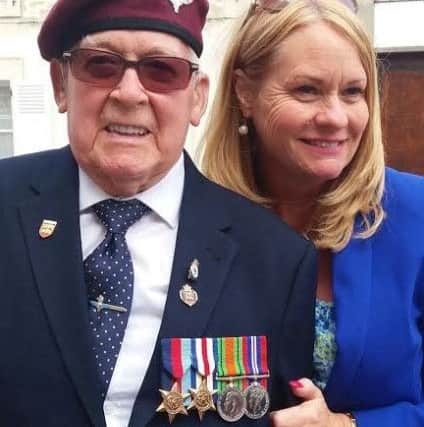 Jack Bracewell pictured with his daughter Lynne Shelling during his recent visit to Normandy.