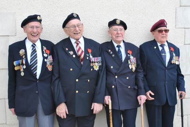 Jack Bracewell (far right) pictured with other war veterans during his recent visit to Normandy.