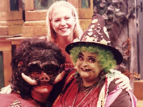 Carol Lee Scott as Grotbags in panto in Barnsley in 1995.