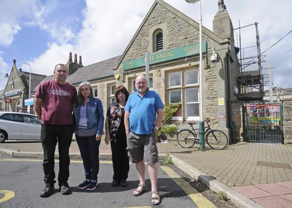 Businesses at Carnforth Railway Station are being affected by ongoing works to the roof.  L-R are Mike Lowe, Jennifer Lowe, Julie Beaman and Gregg Beaman.