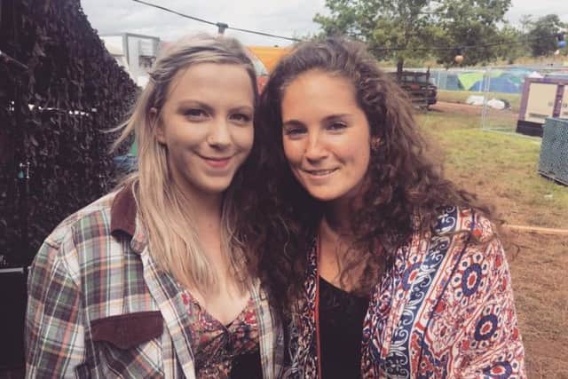 From left, Lancaster Guardian reporter Gemma Sherlock with singer Evie Plumb of LOWES at Kendal Calling Festival.