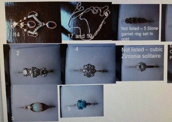 This jewellery was stolen from a house in Carnforth.