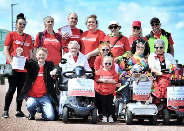 Picture by Julian Brown 05/08/17

The rally prepares to set off!

Morecambe Mobility Scooter Rally from the Battery Hotel to Morecambe Golf Club in aid of charity
