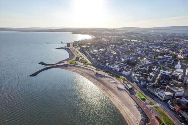 An aerial shot of Morecambe promenade by Colin Aldred of Aerial Artwork.