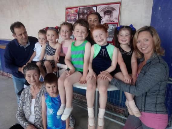 Morecambe Bay Musical Theatre Summer School tutors Gerry Zuccarello (left) and Fiona Chadwick (right) with Fiona's mum Anne Chadwick (seated) and pupils Elsie Ingram, Ethan Shimwell, Amelia Brown, Harry Shanks, Blaize Hunter, Kitty Lloyd, Hermione Daly and Chloe Gouldsbrough.